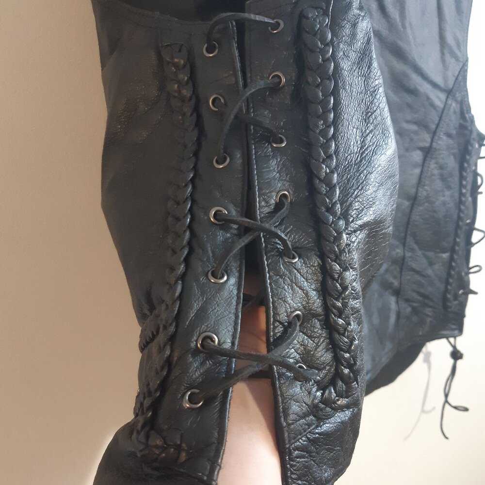 USA Leather - Men's - Genuine Black Leather Braided Trim & Side Laces - Large - Picture 15 of 16